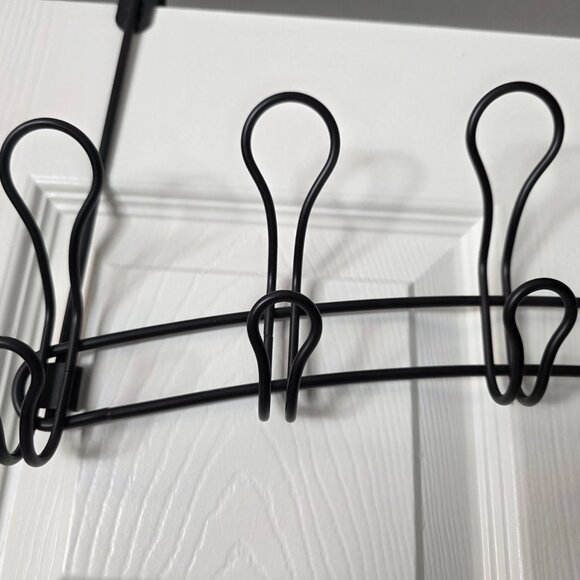 Black Metal Over-the-Door Organizer Rack – 6 Double Hooks - Picture 2 of 2